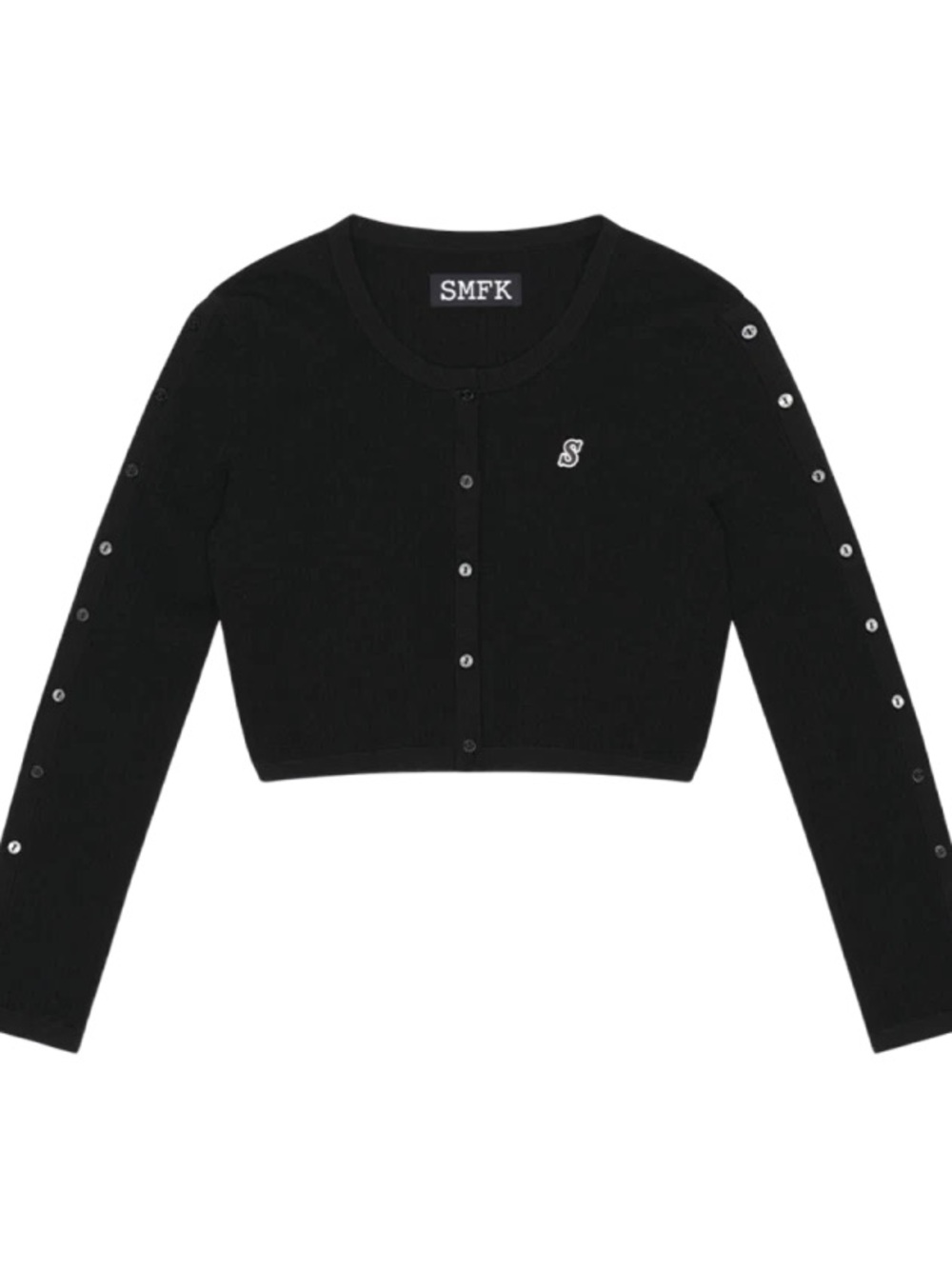 SMFK Black Cropped Ribbed Knit Cardigan - Rare Style!